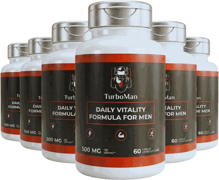 Six bottles of TurboMan daily vitality formula for men